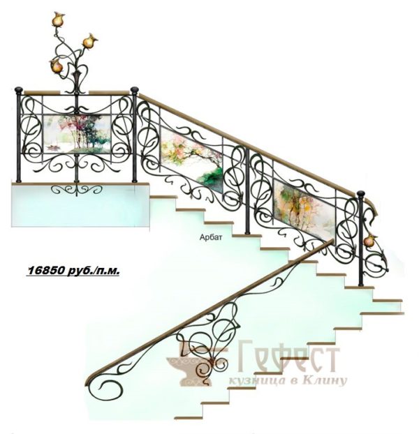 Эскиз кованых перил для лестниц и балконов.