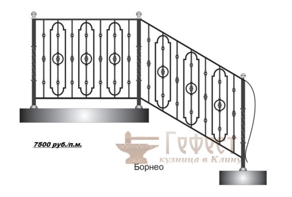 Эскиз кованых перил для лестниц и балконов